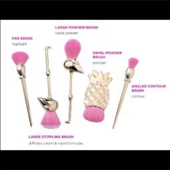 Tarte LETS FLAMINGLE MAKEUP BRUSH SET holiday Christmas gift new in box - Picture 6 of 7